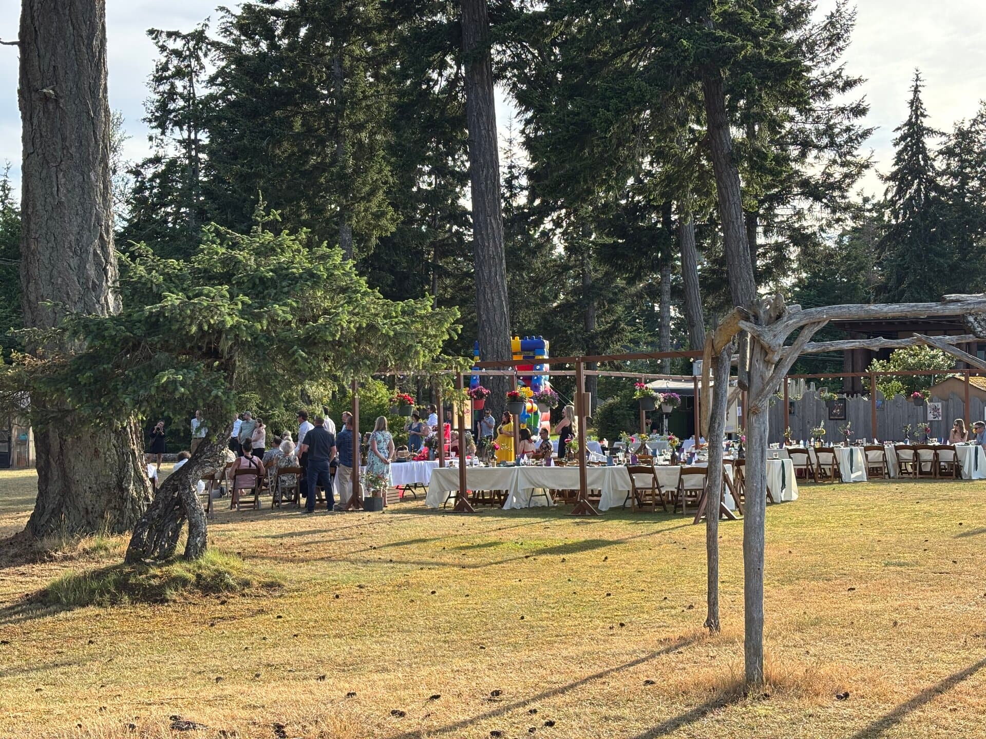 Ceremony grounds with ocean horizon