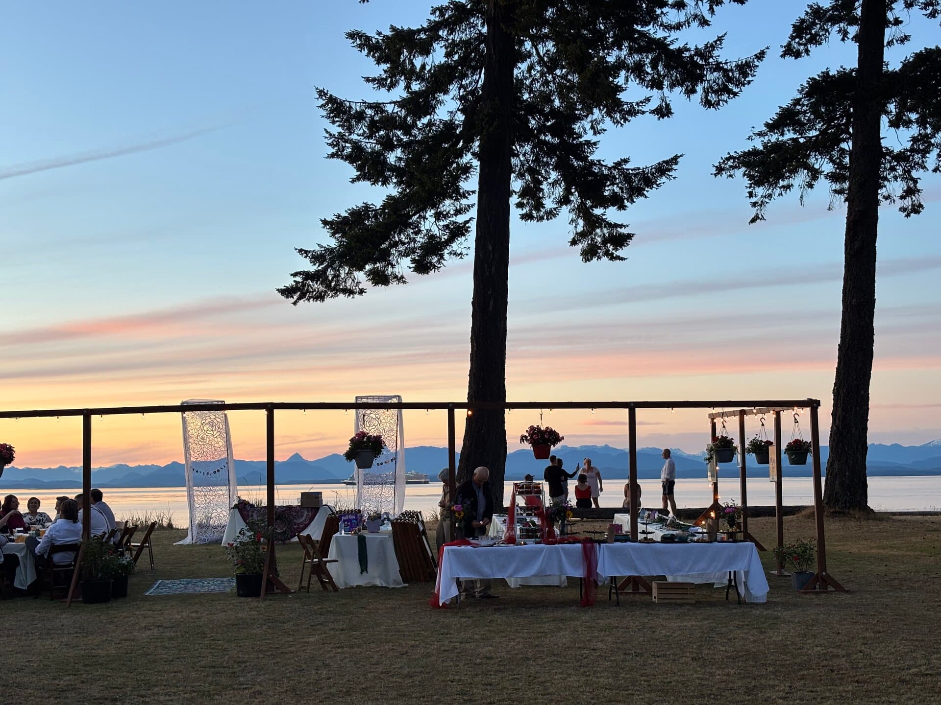 Outdoor gathering space with ocean views