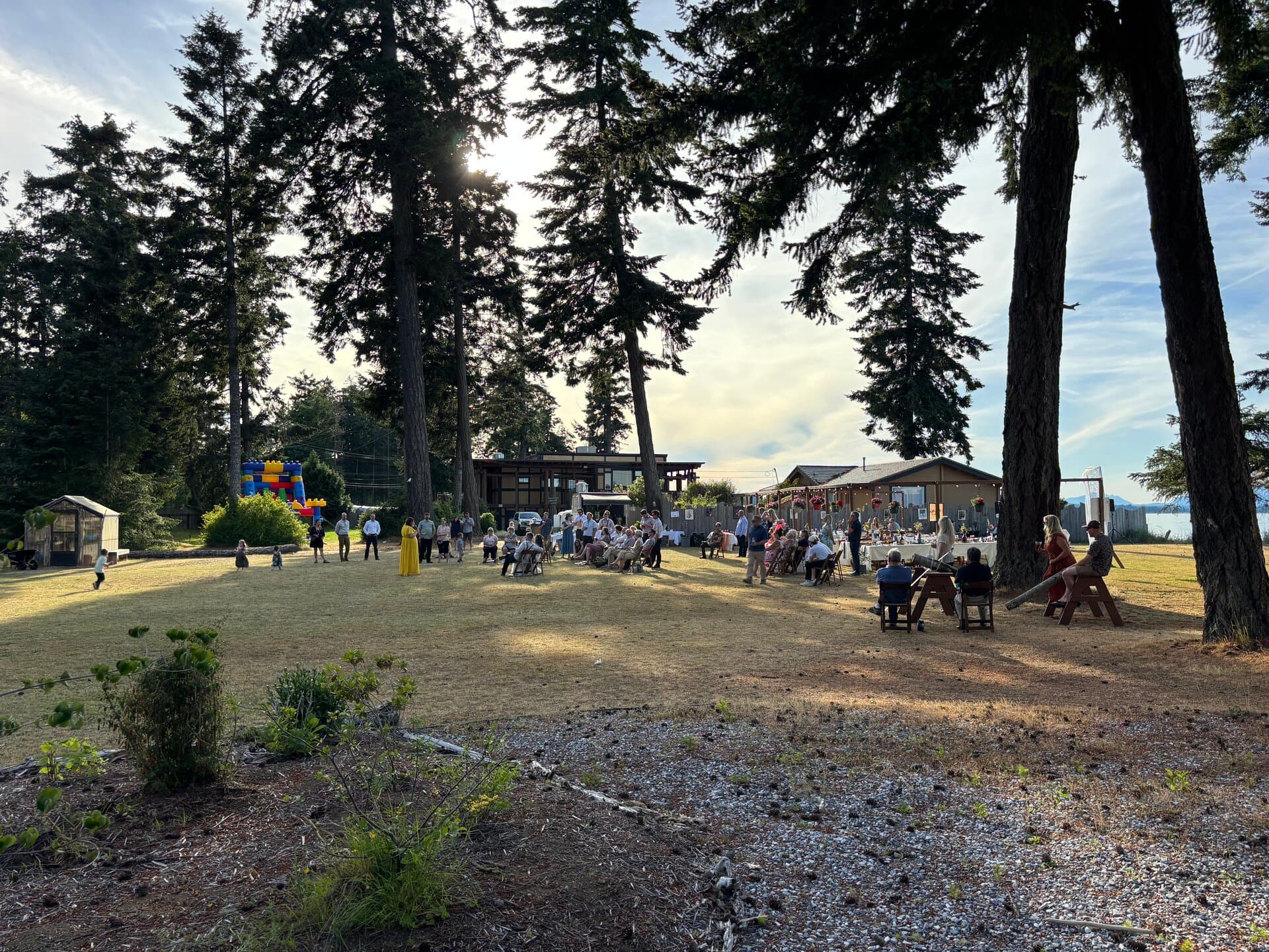 Reception lawn with coastal mountain views