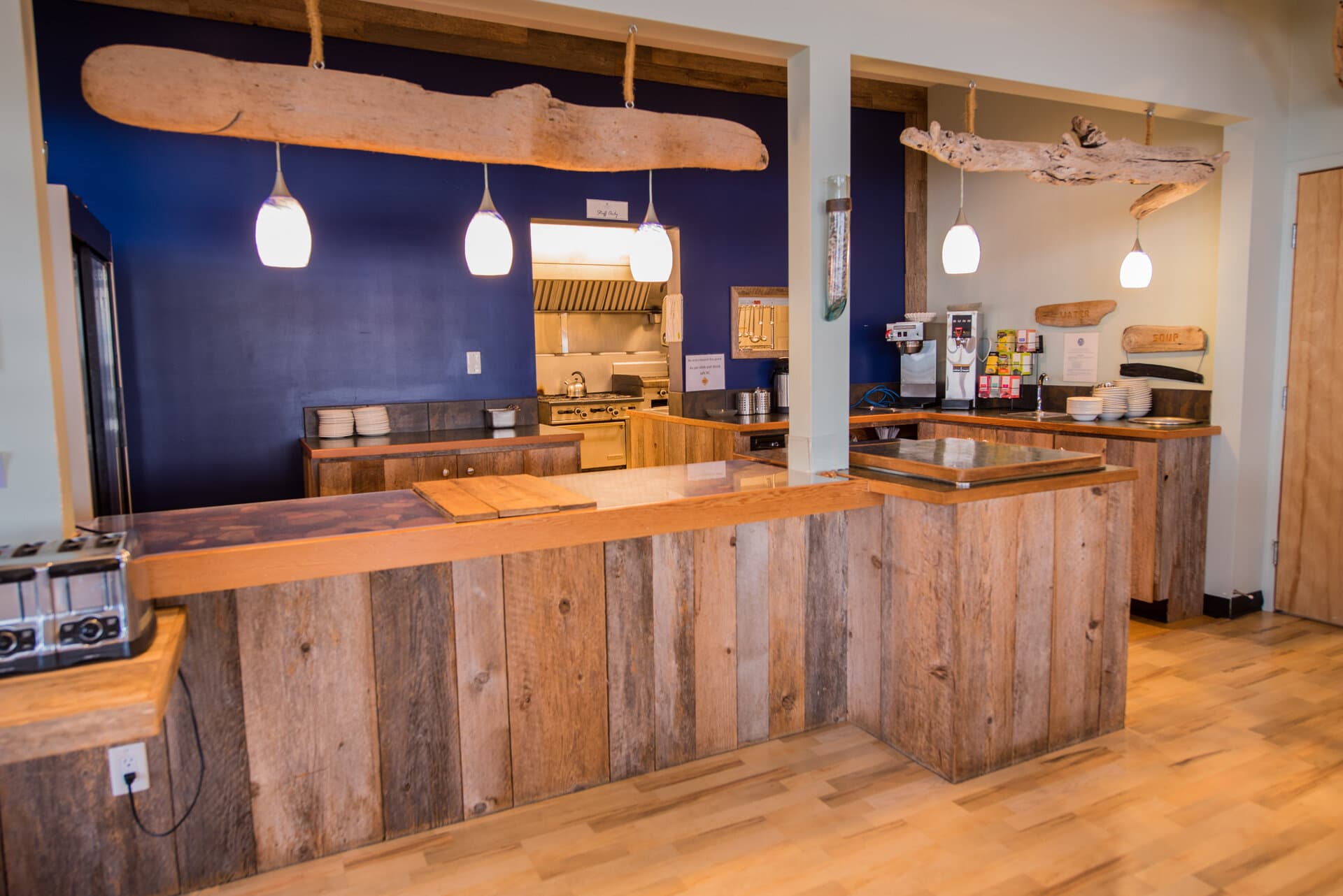 Rustic service kitchen for meetings, retreats, and group events