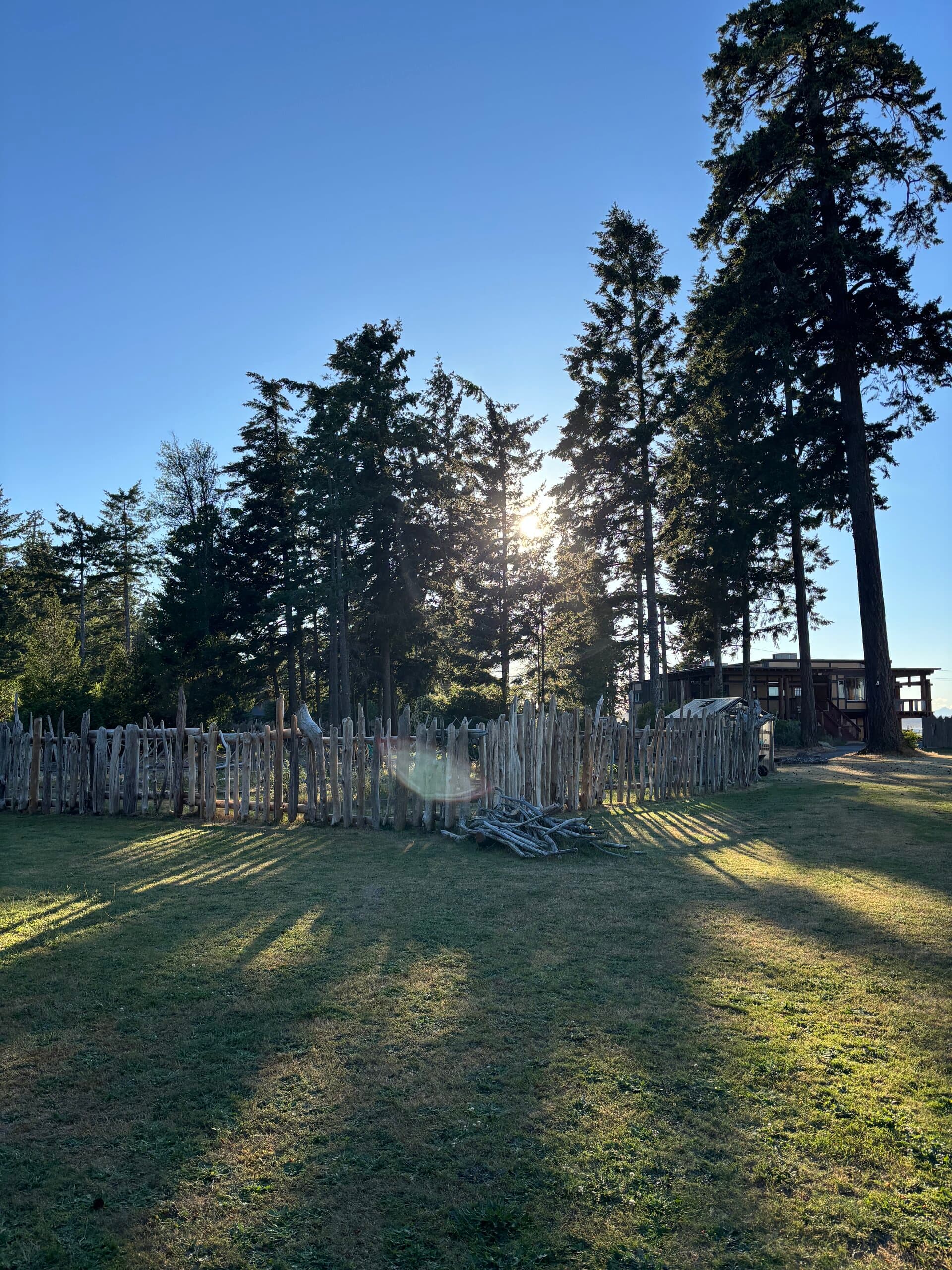 Lodge exterior with landscaping and parking area