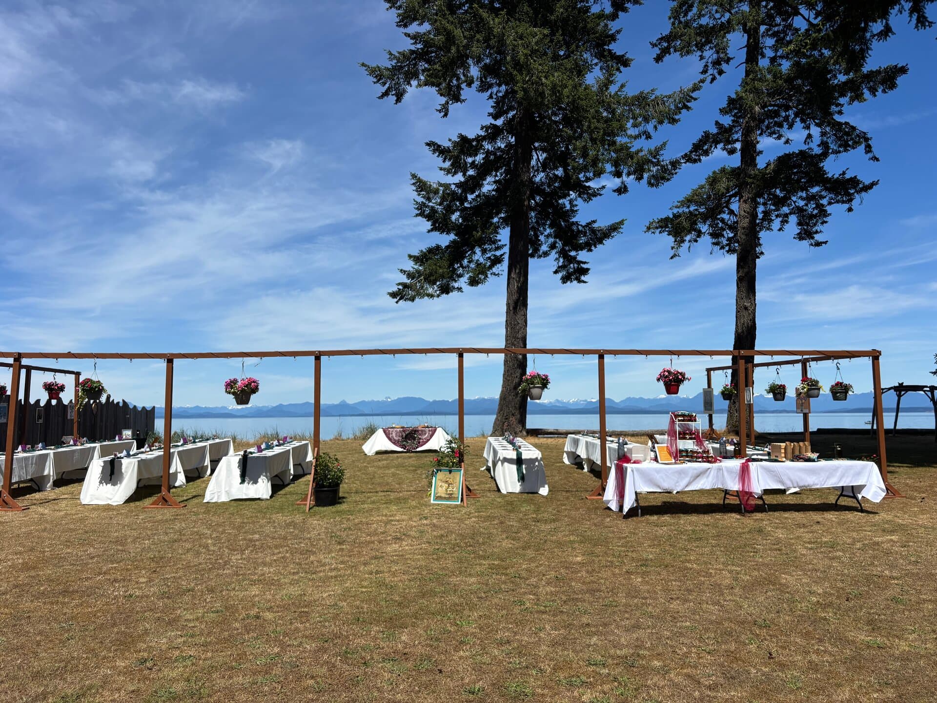 Wedding ceremony aisle with ocean backdrop