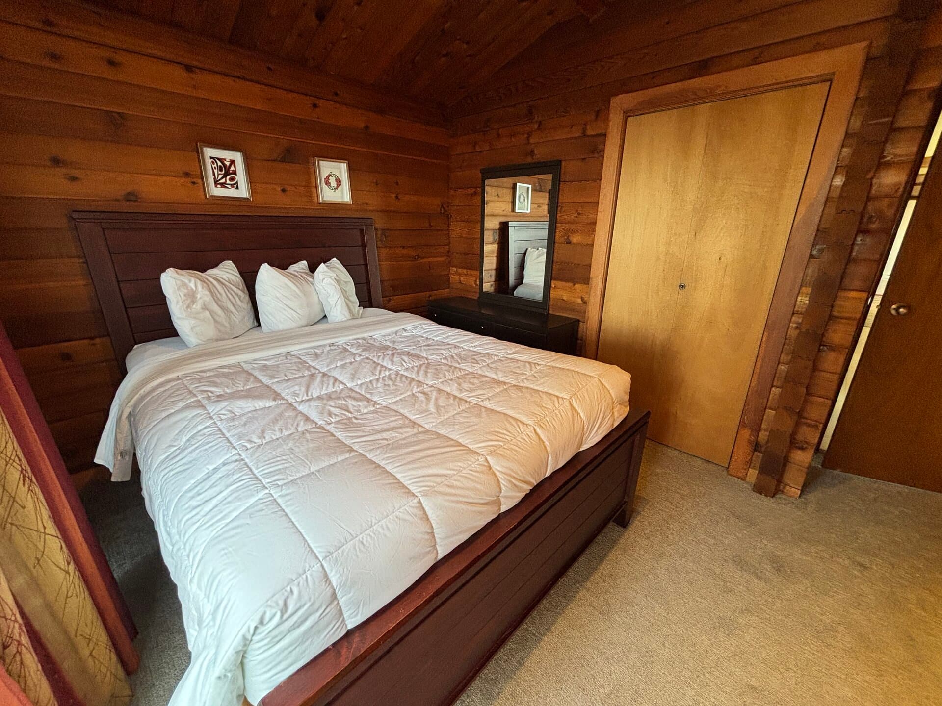 Bedroom with natural light and wood accents